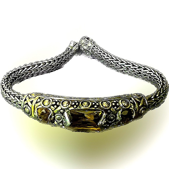 John Hardy 925 Silver Classic Chain Bracelet 3 Citrine & 18k Gold Accents 6.5mm - Picture 5 of 8